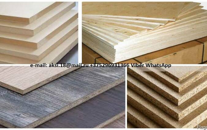 Chipboard, laminated chipboard, MDF, LMDF, HDF, plywood.