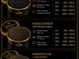Икра чёрная осетровая баночки от 50гр- до 1кг.